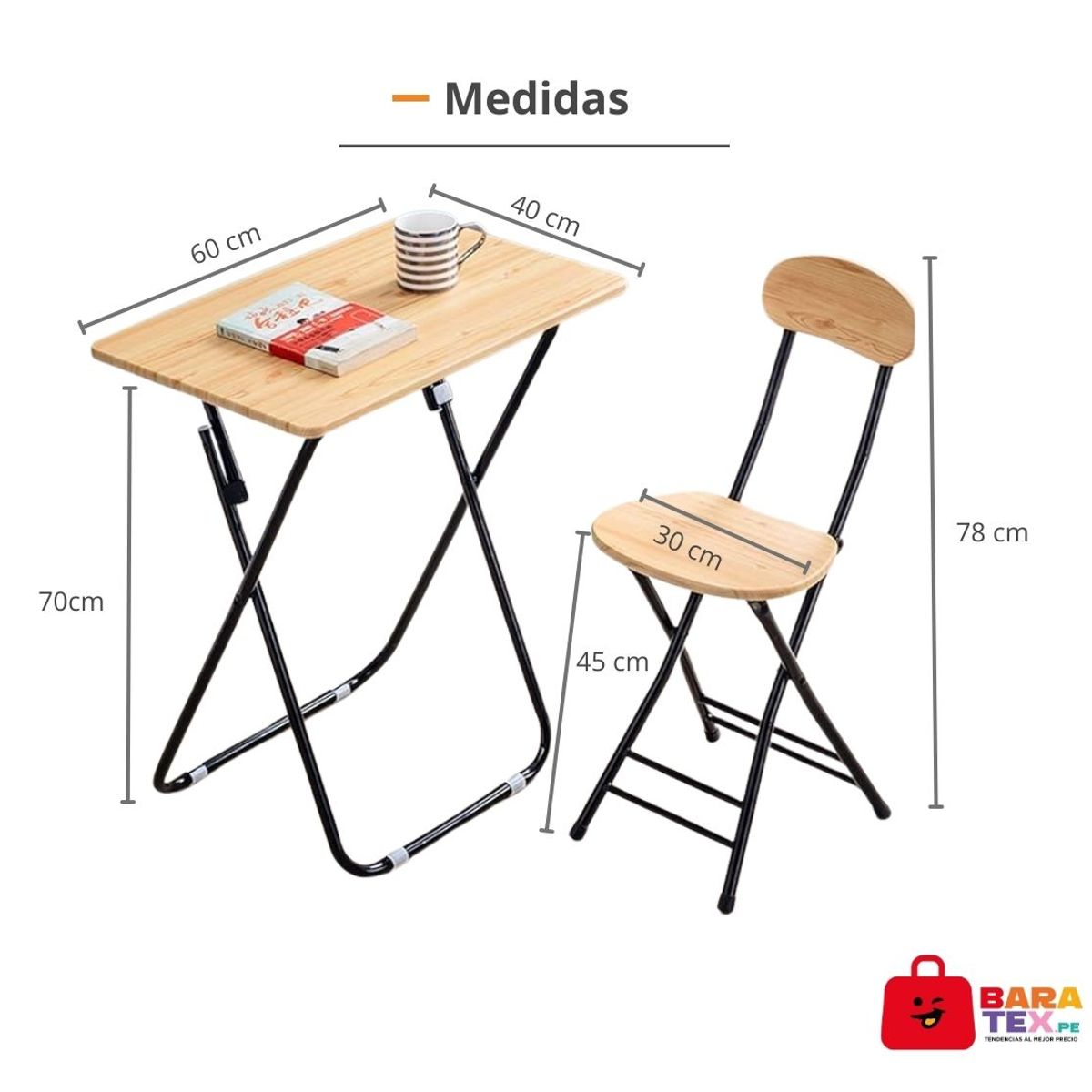 GENERICO - mesa y silla juego completo plegable moderno