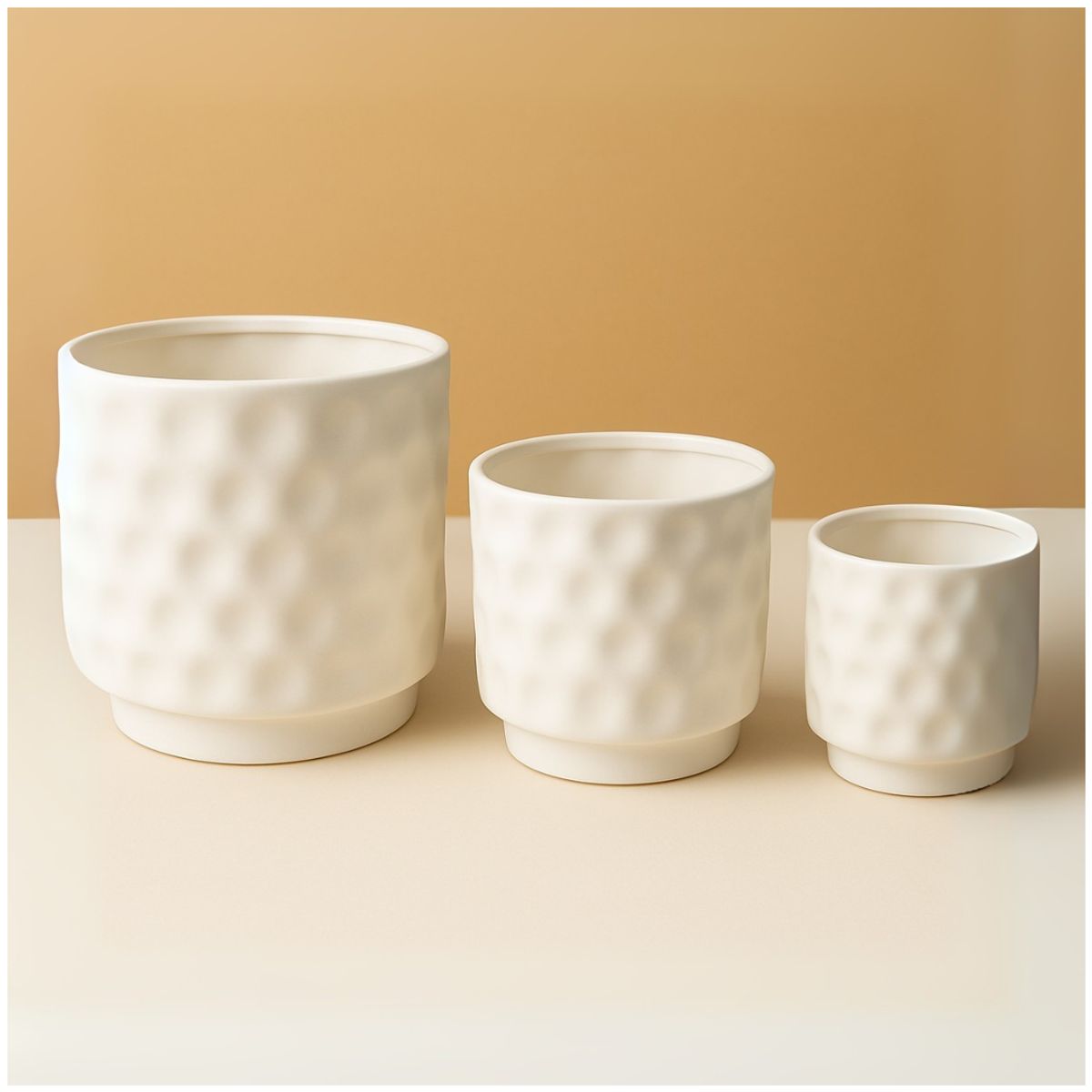 INSPIRA MARKET - Set x3 Maceteros de Cerámica Puntos 14 x 11 x 8