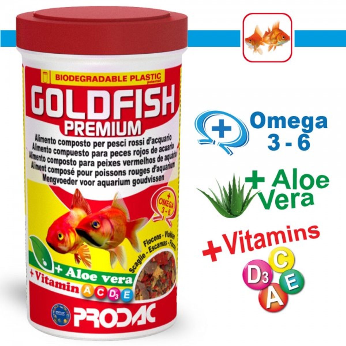 PRODA - Goldfish PREMIUM escama 200 GR - Alimento para Peces PRODAC