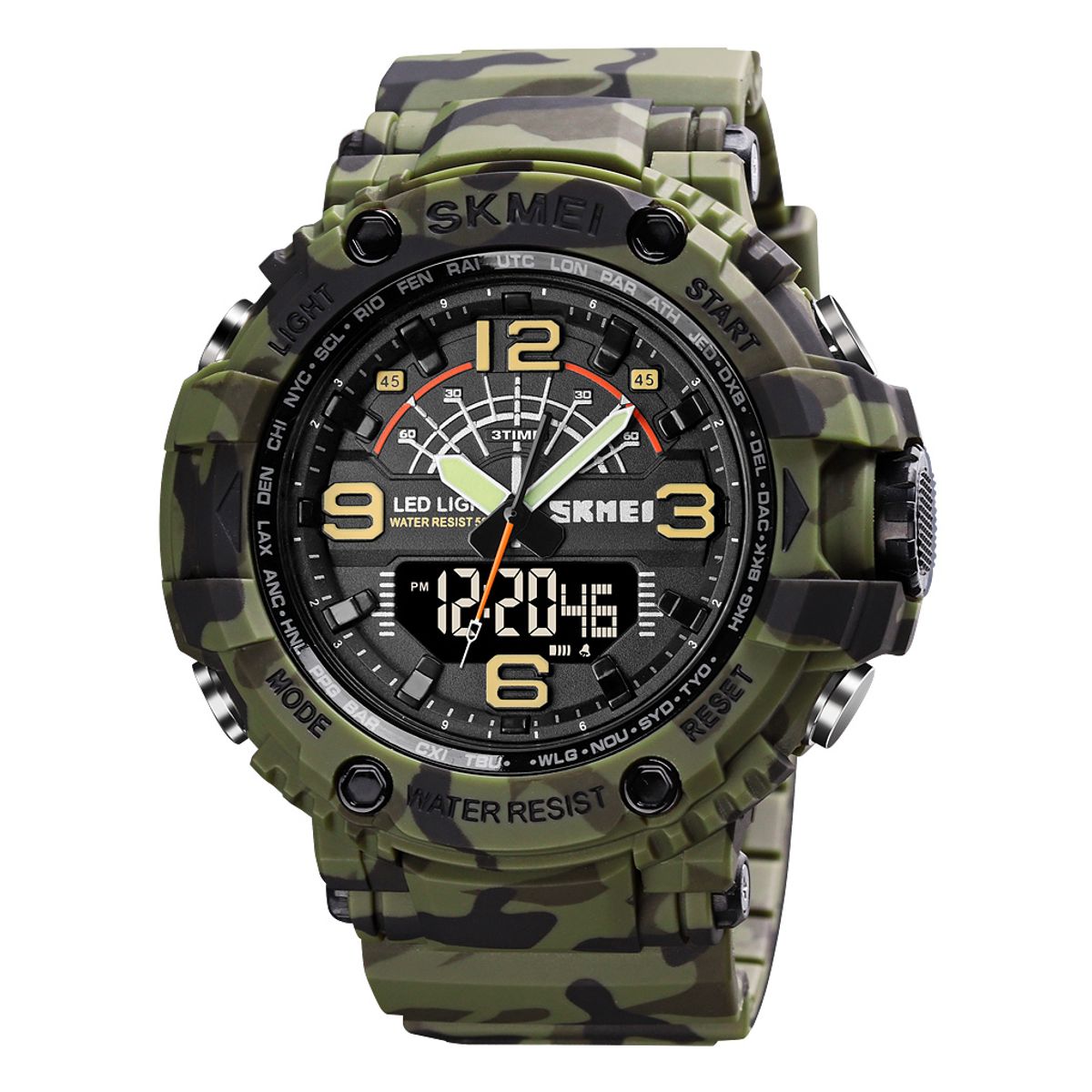 Skmei - Reloj Skmei 1617 Verde Correa Silicona DUAL TIME Digital Analogo