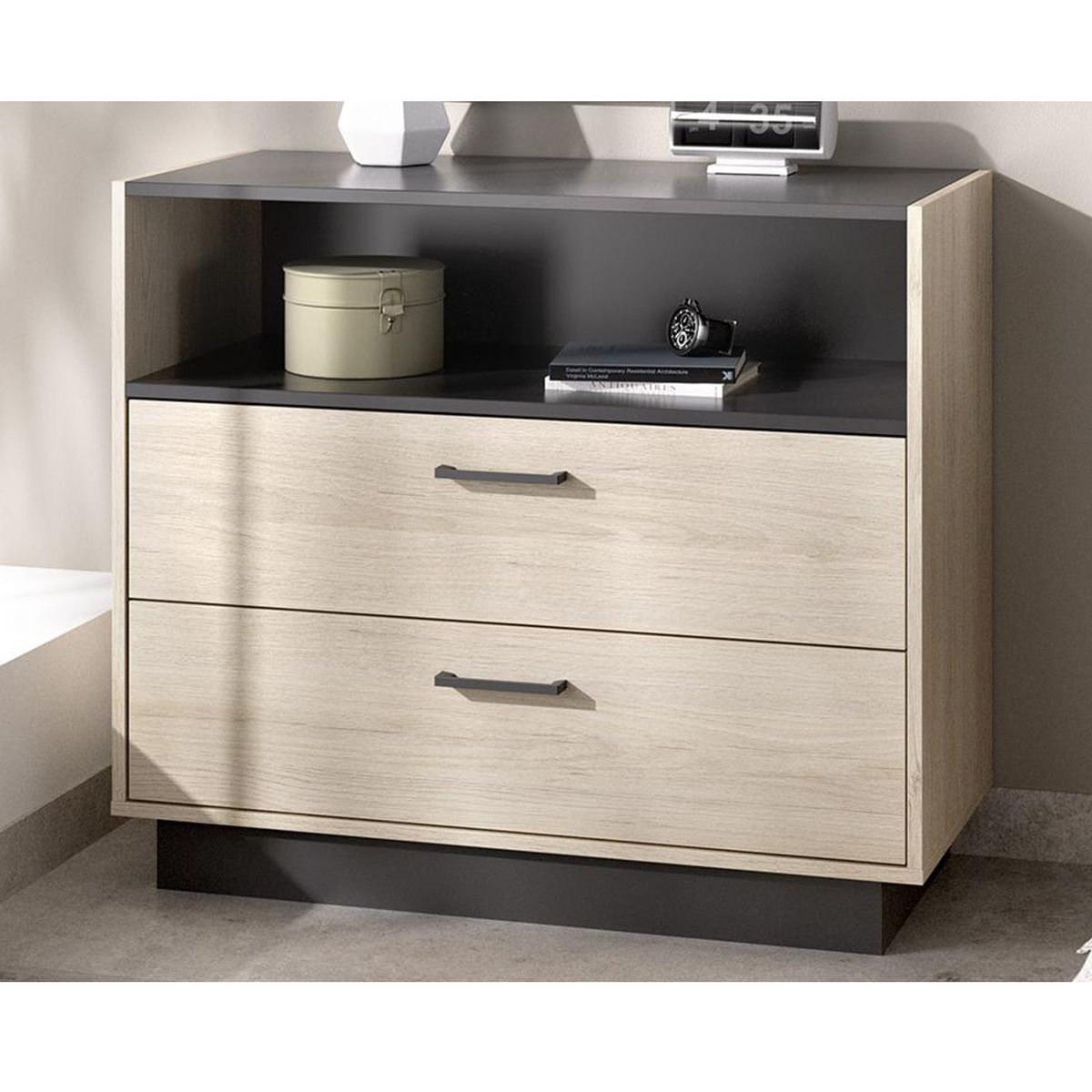 DIBA MUEBLES - Cajonera Multiusos Velador 2Cj Moderno Prince - Diba Muebles