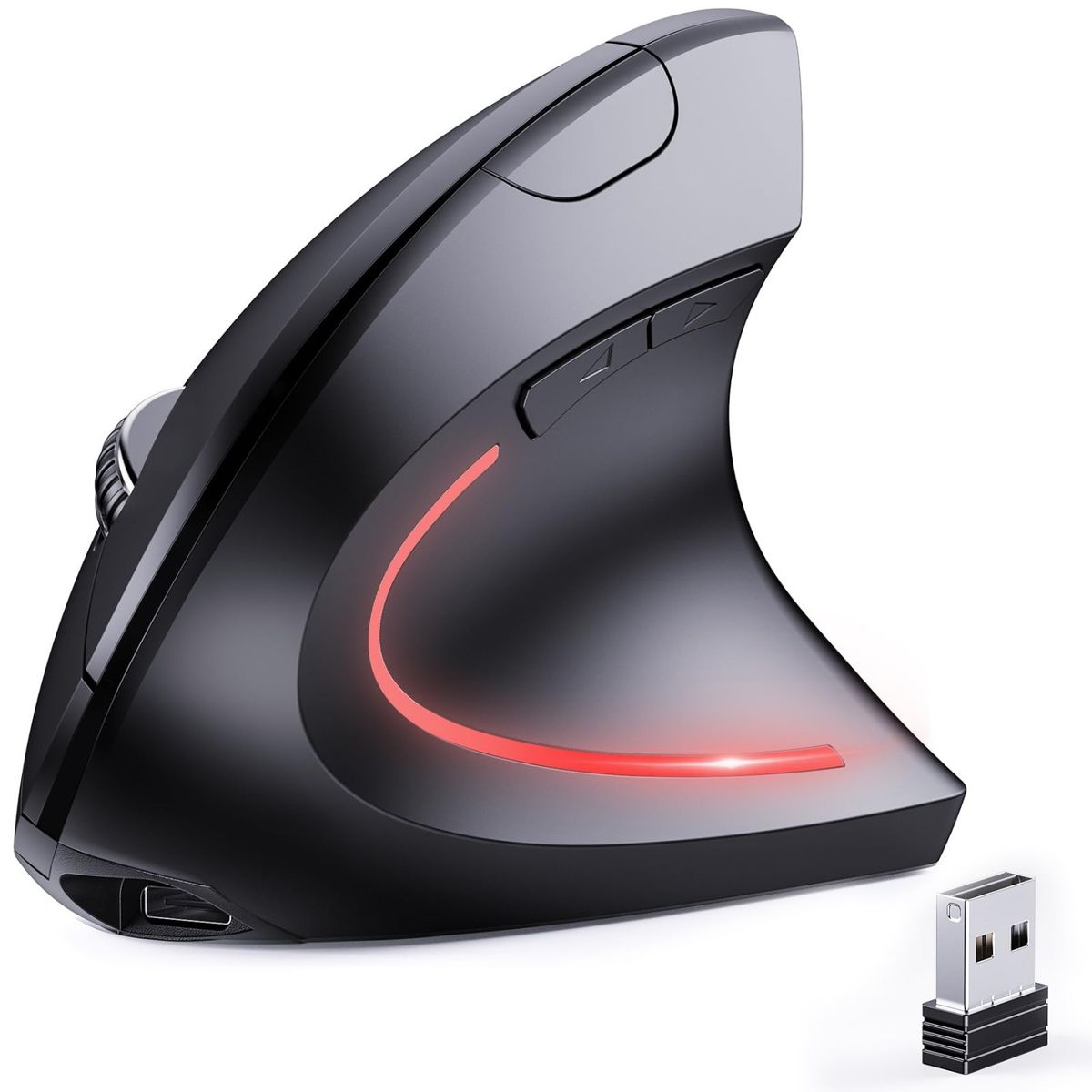 GENERICO - Mouse Vertical Ergonómico Usb Recargable Antifatiga 3600 Dpi Negro