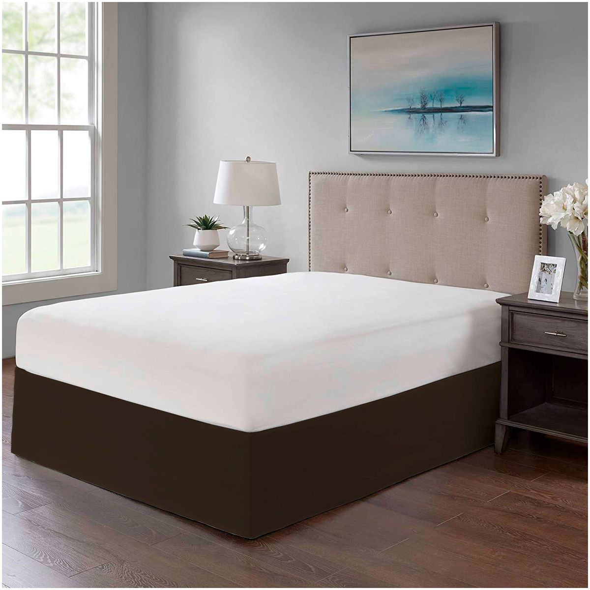 GENERICO - FALDON DE TARIMA QUEEN 152CM x 203CM MINIMAL DRILL 35CM MARRON