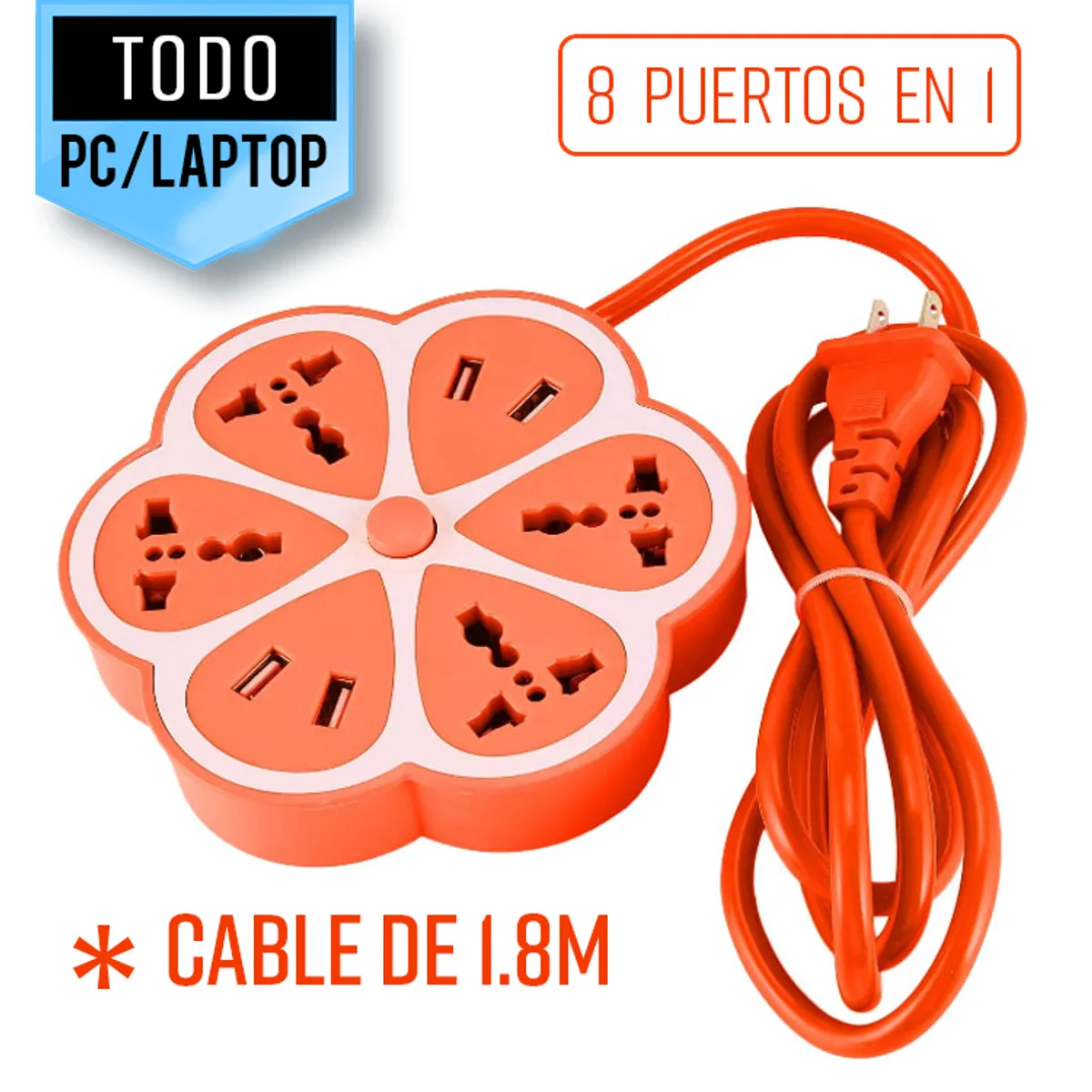 GENERICO - Enchufe tomacorriente Extension multiple 4 Puertos Usb Hexagonal