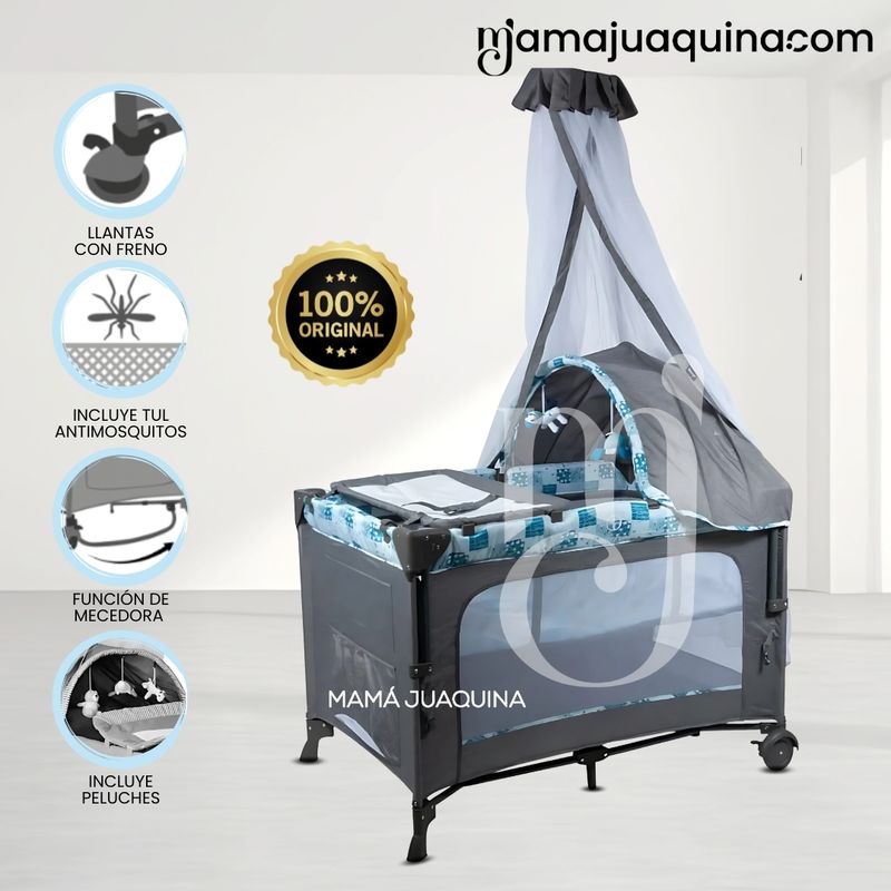 BABY - Cuna Corral con Cambiador de Lujo «DACORA II» Blue