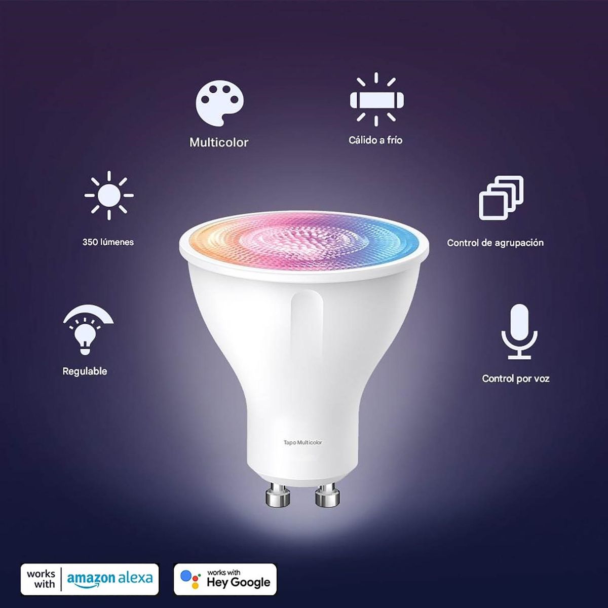 TP LINK - Foco Inteligente Tp-Link Tapo L630 LED Multicolor GU10 Regulable Control por Voz