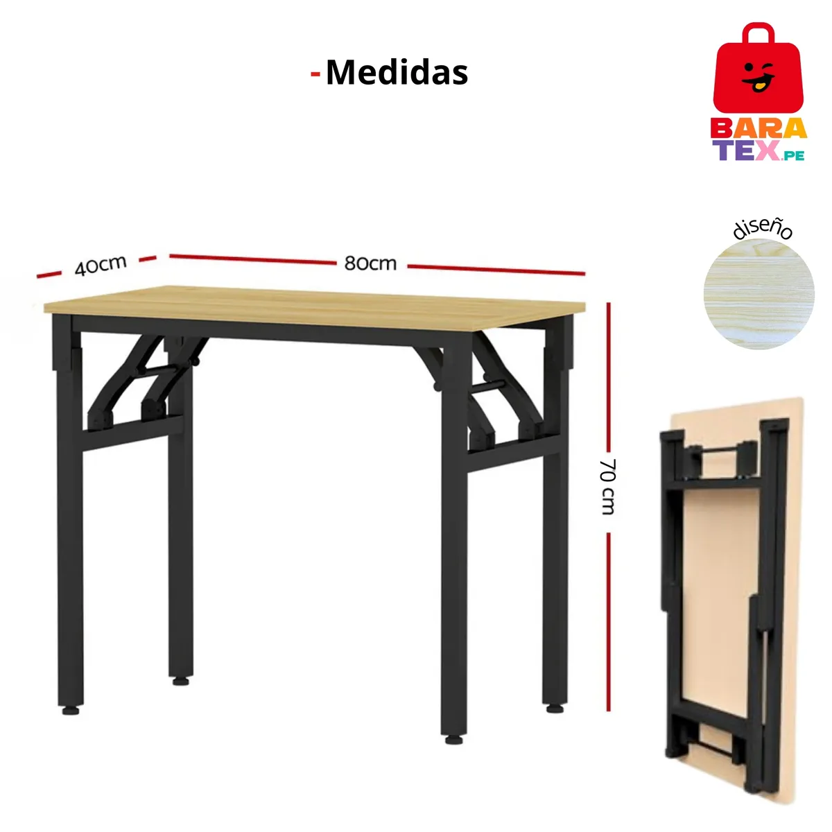 GENERICO - Mesas Plegables Para Entrenamiento En Casa Y Oficina Centro esquinas redondas color caoba blanco