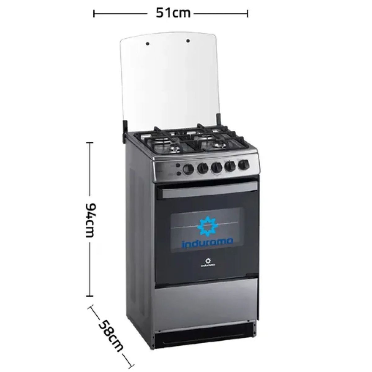 INDURAMA - Cocina Indurama a Gas 4 Hornillas Bilbao Spazio Plus Croma