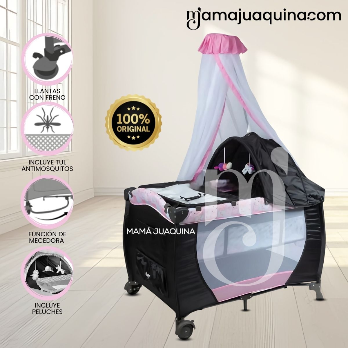 BABY - Cuna Corral de Lujo «KENDALL II» Edición Limitada Pink