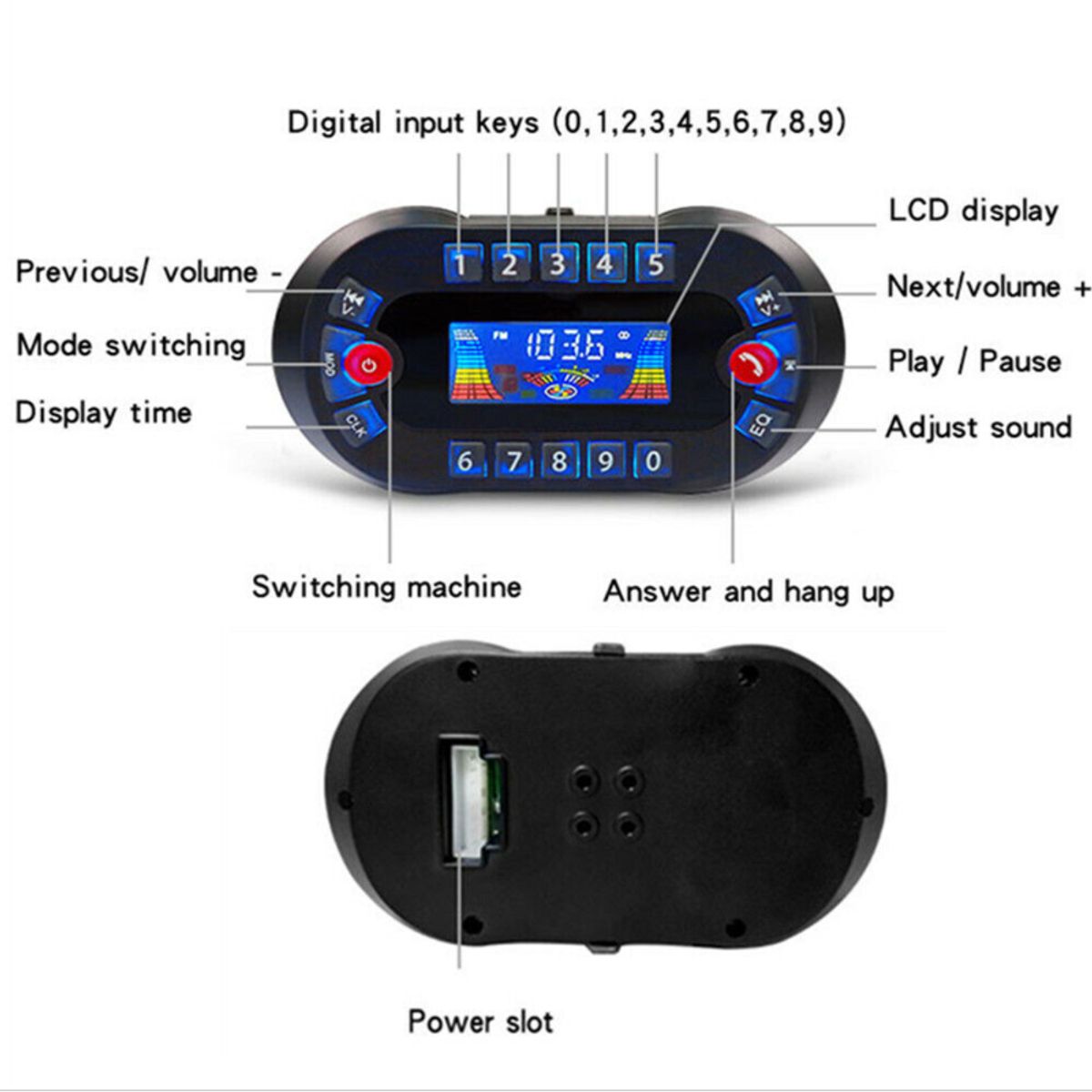 GENERICO - Kit Parlante Bocina Bluetooth Alarma p Moto Pantalla Control