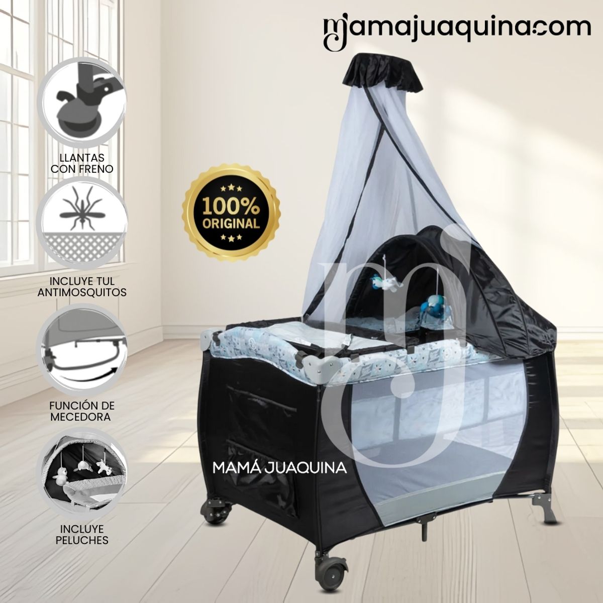 BABY - Cuna Corral de Lujo «KENDALL II» Edición Limitada White