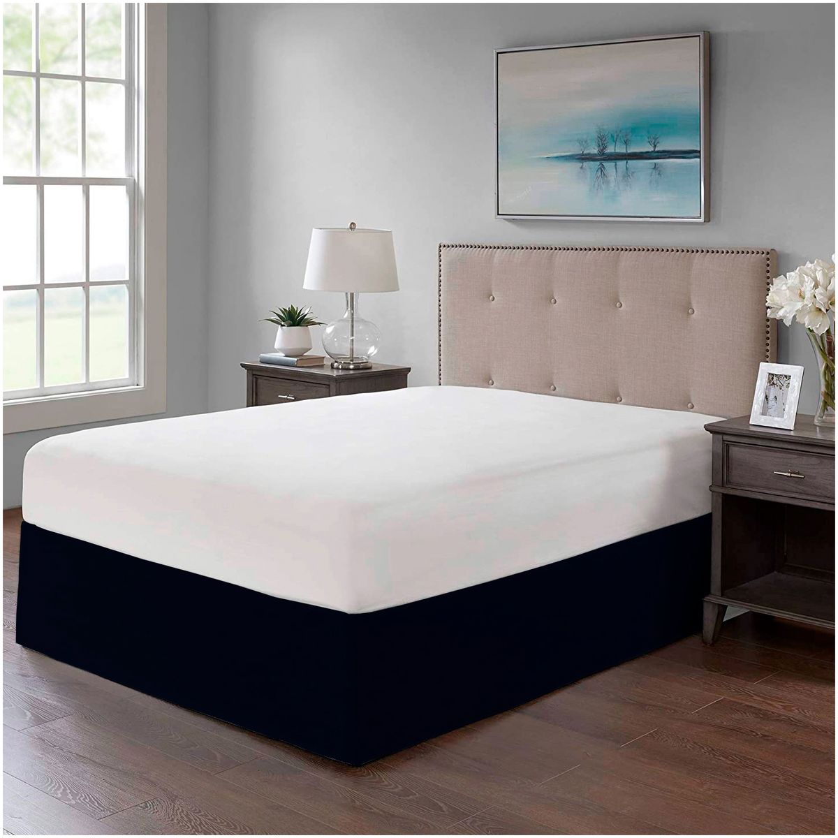 GENERICO - FALDON DE TARIMA 2 PLAZAS MINIMAL DRILL 35CM AZUL MARINO