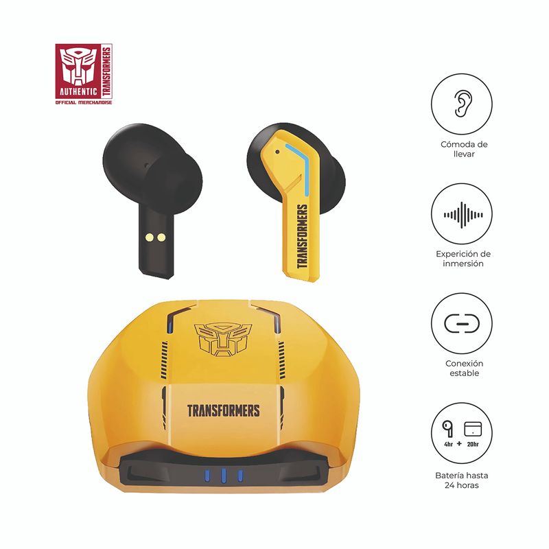 TRANSFORMERS - Audifonos Bluetooth Tws Bumblebee Tf- T06 24Hrs Amarillo