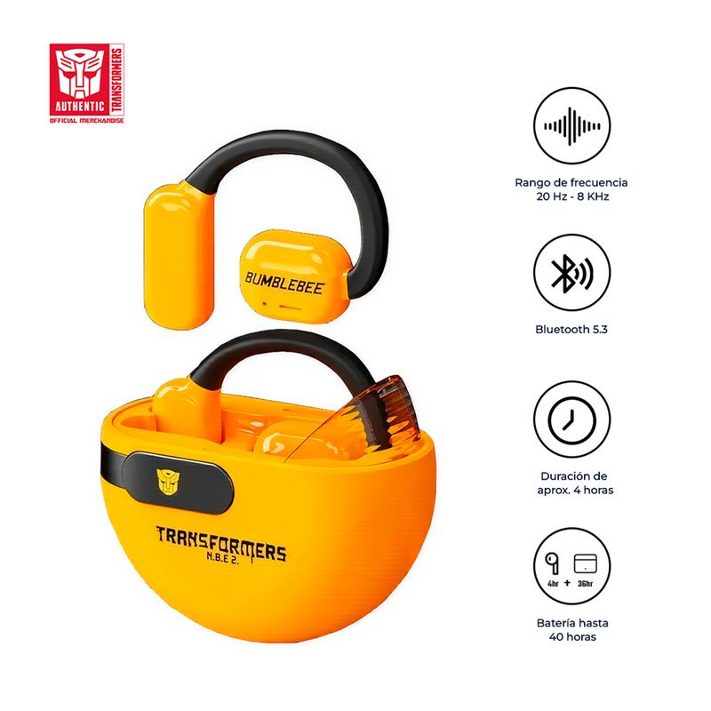 TRANSFORMERS - Audifonos Bluetooth Shockwave Open Free Tf-T09 40Hrs Amarillo