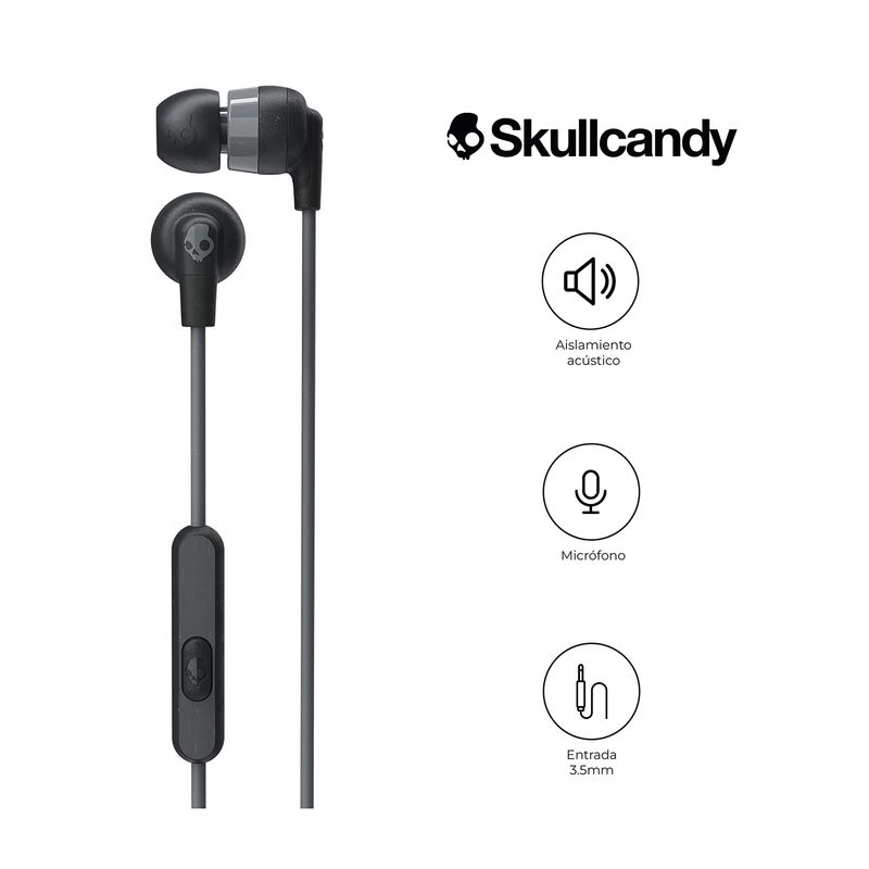 SKULLCANDY - Audifonos Skullcandy Inkd+  S2Imy Con Cable Y Microfono Negro