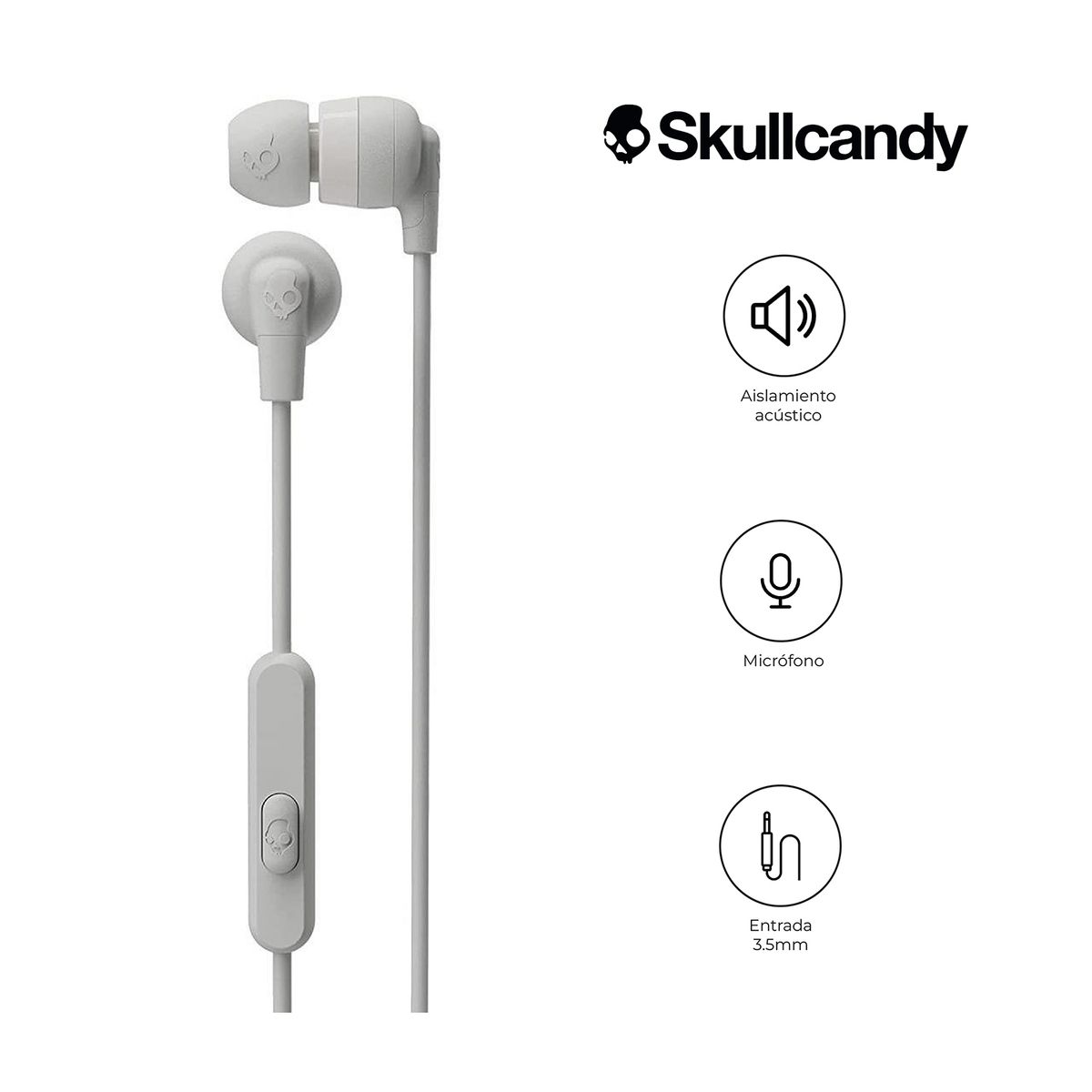 SKULLCANDY - Audifonos Skullcandy Inkd+  S2Imy Con Cable Y Microfono Blanco