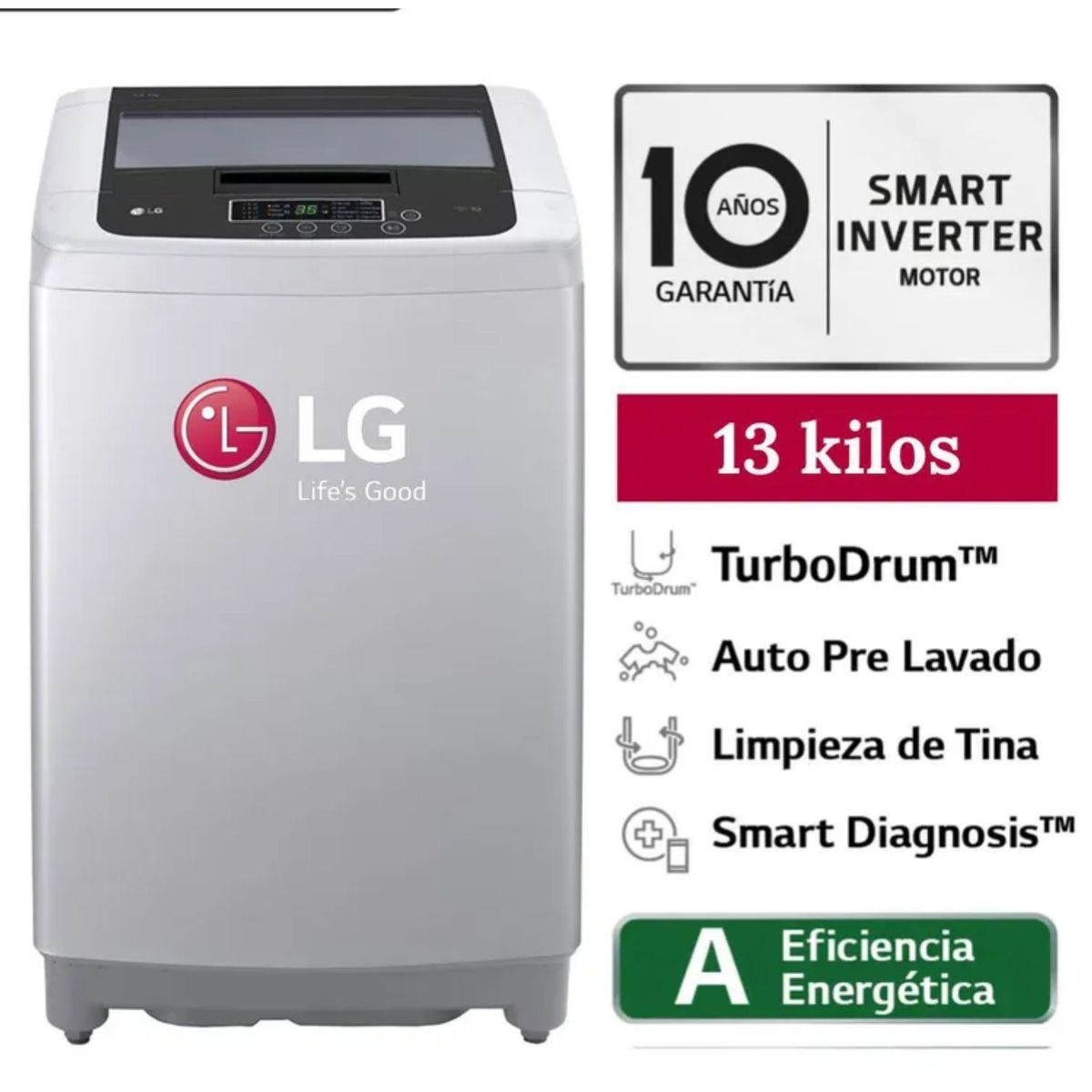 LG - Lavadora LG WT13DPBK Smart Motion Carga Superior 13kg Gris
