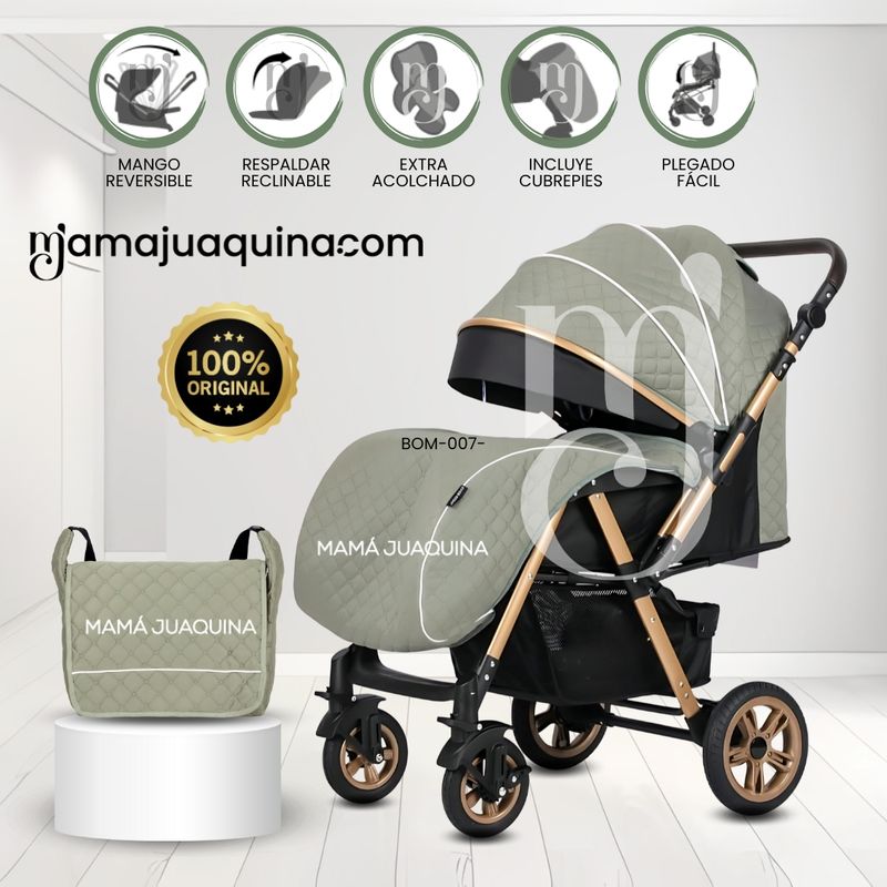 BABY - Coche Cuna de Lujo con Mochila Pañalera «TURQUIA II» Green