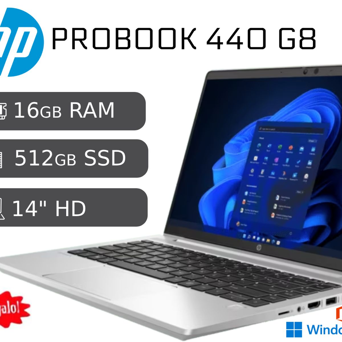 HP - Hp Probook 440 G8 I7 11va 16gb RAM 512gb SSD HD IPS Reacondicionada 1 Año Garantía + COOLER
