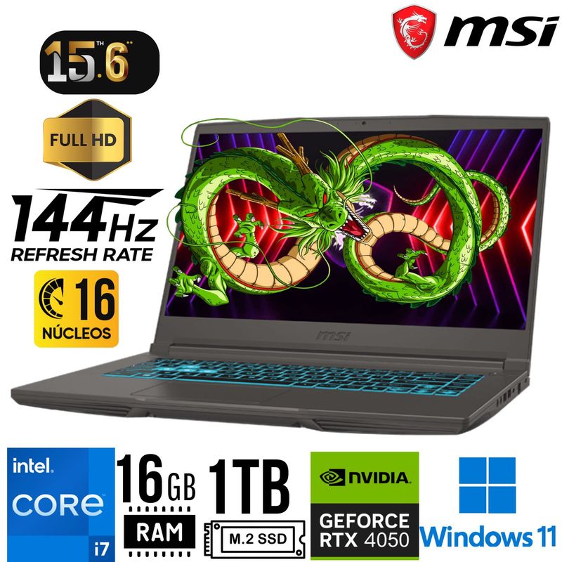 LENOVO - Laptop MSI Thin 15 B13VE 15,6" core i7-1320H RAM 16GB SSD 512GB  RTX 4050 6GB W11 Home