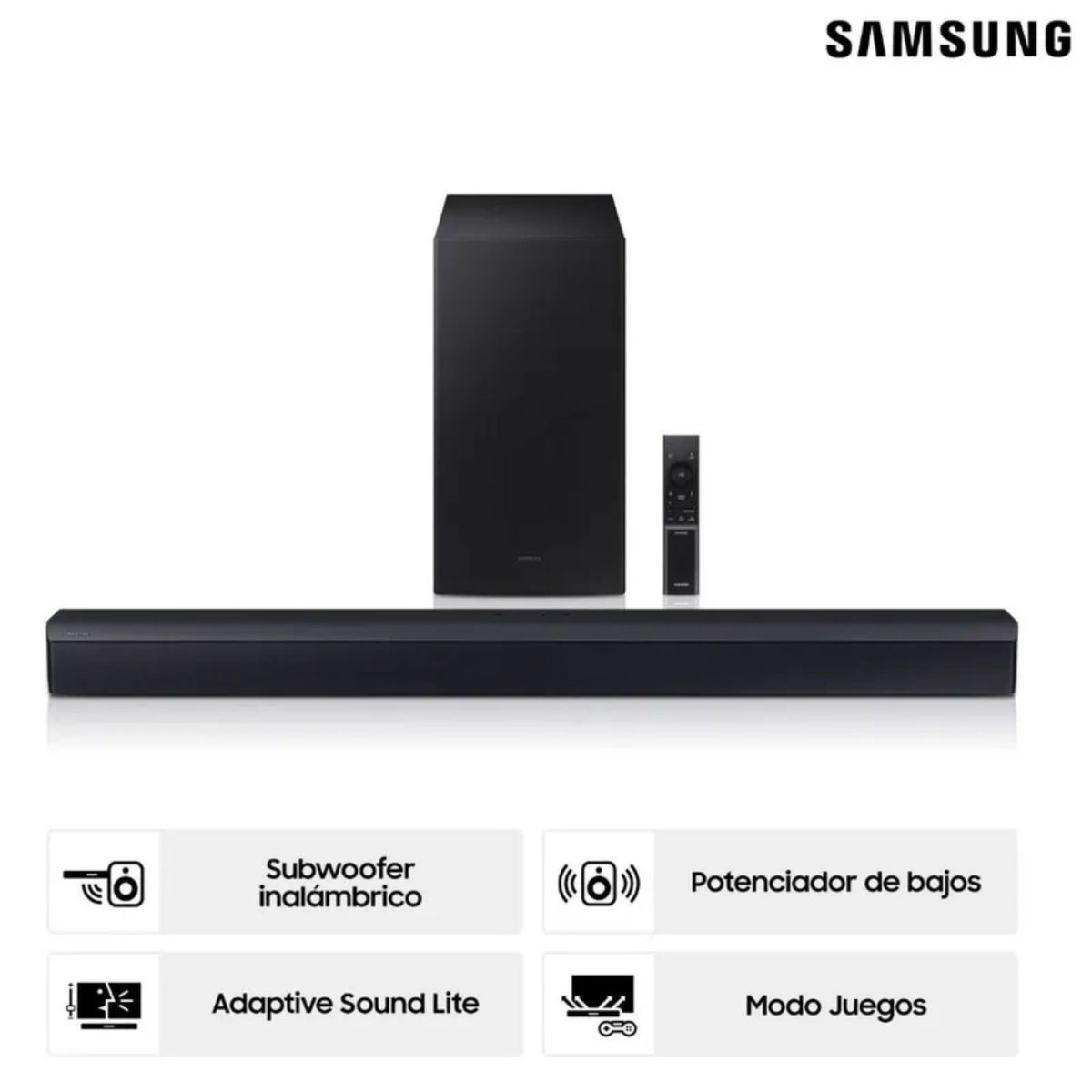 SAMSUNG - Soundbar Samsung 300 Watts con Bluetooth HW-B450/PE 2.1 CH