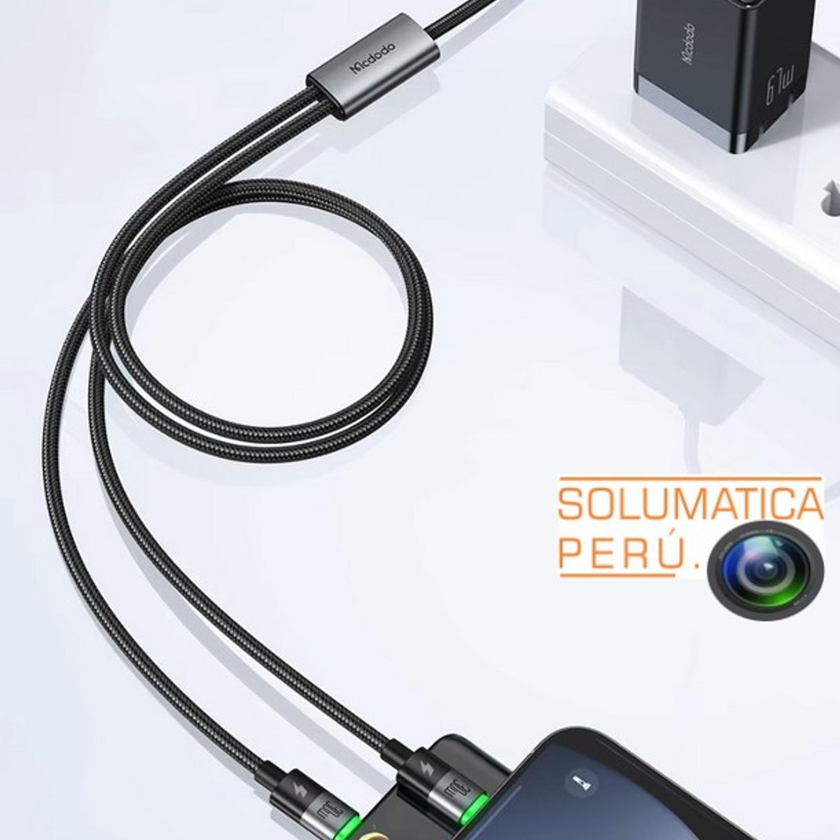 MCDODO - Cable Tipo C - 100w Doble salida 150cm 2en1 Con indicador Led - Mcdodo