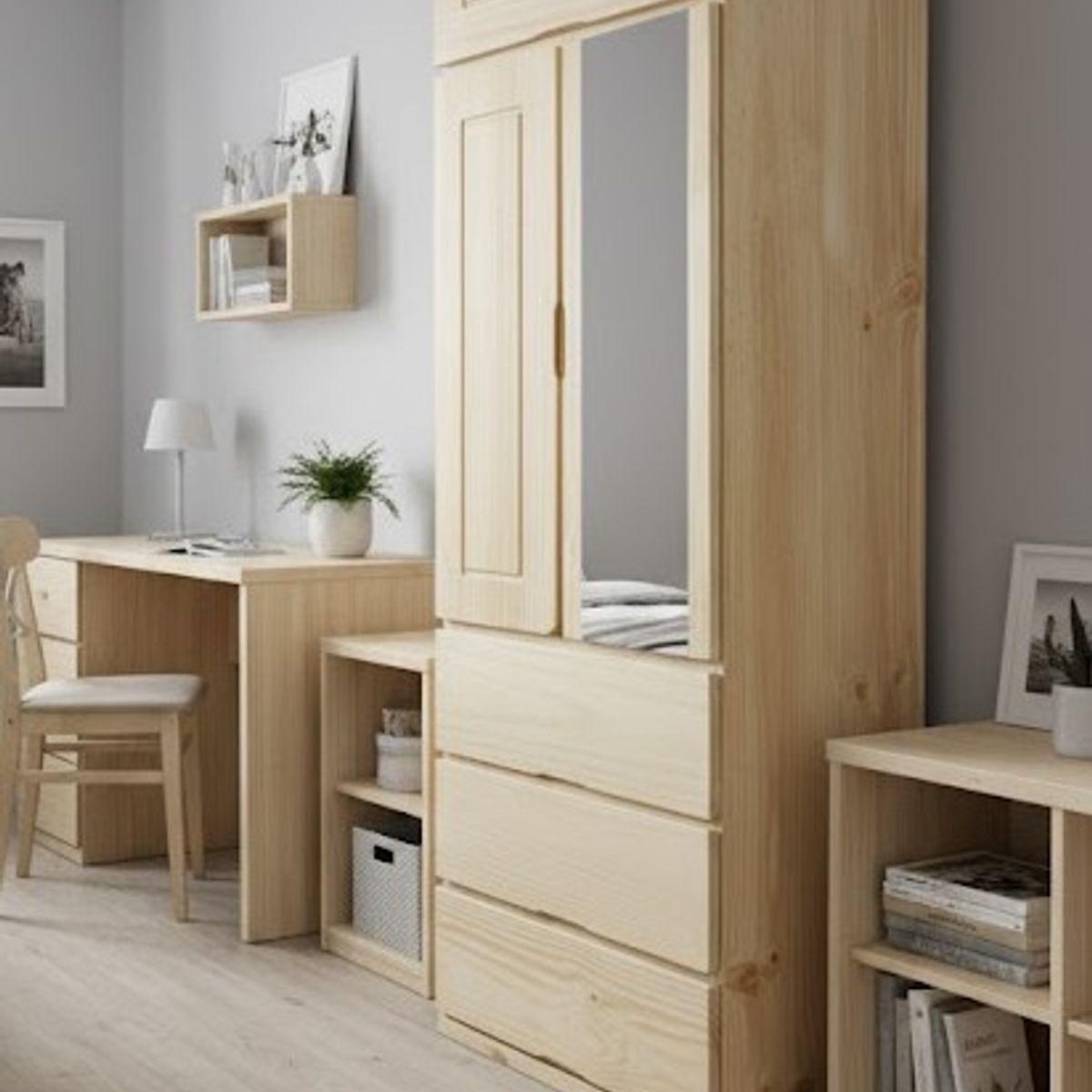 GENERICO - ROPERO EN PINO DE 60 CM COLOR NATURAL