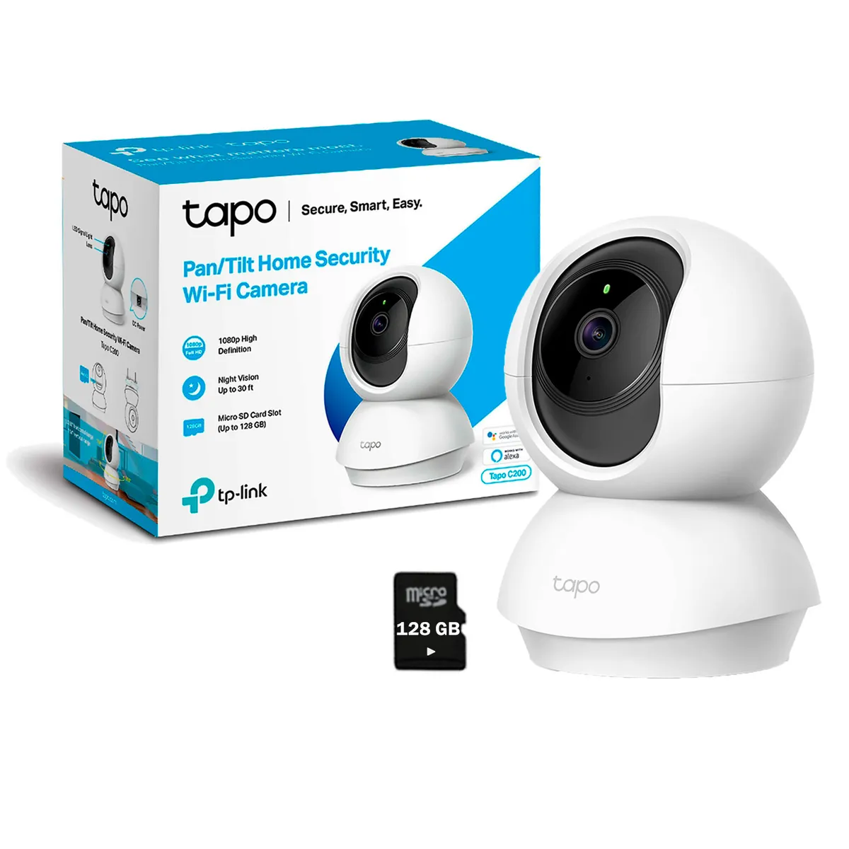 TP LINK - Tapo C200 1080P Full HD 360° Cámara Seguridad Wi-Fi SD 128GB