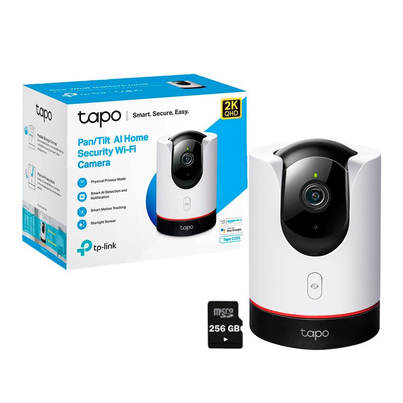 TP LINK - Tapo C225 2K Giratoria 360° Cámara Seguridad Wi-Fi SD 256GB