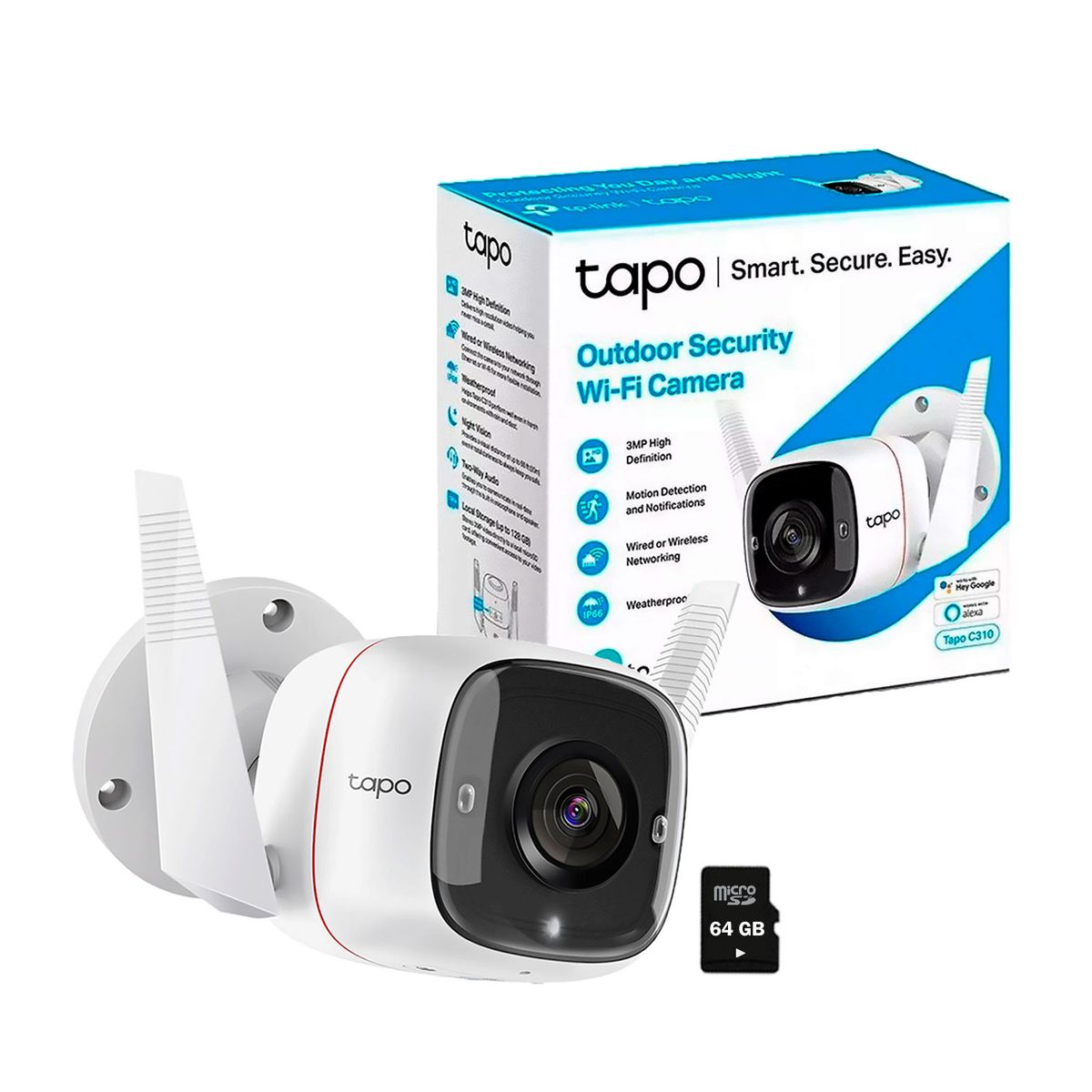 TP LINK - Tapo C310 3MP Cámara Seguridad Wi-Fi Exterior SD 64GB