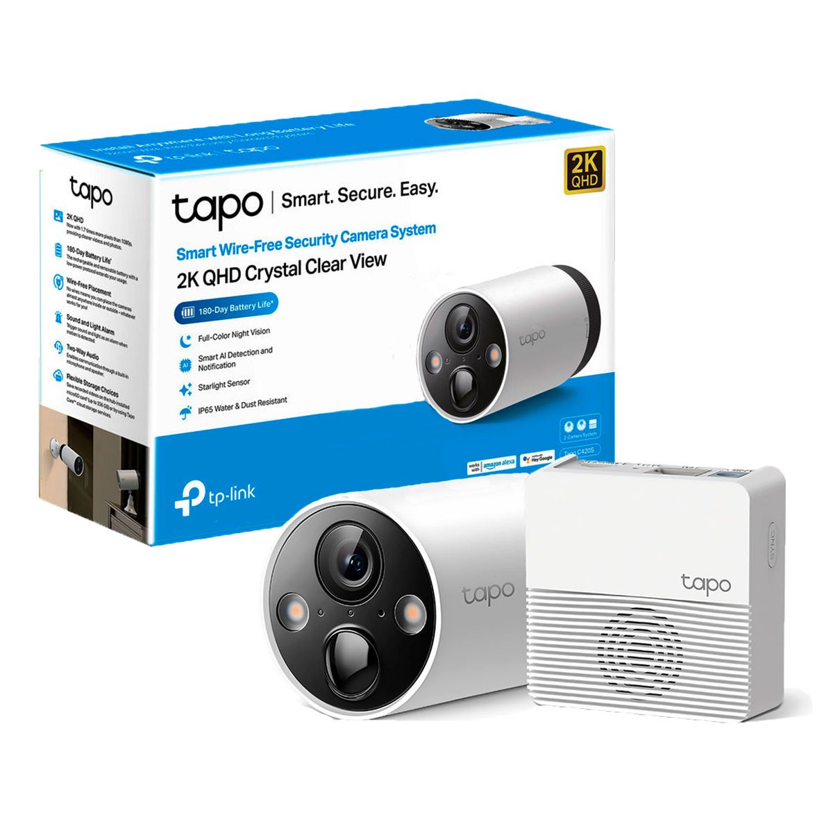 TP LINK - Tapo C420S1 2K Cámara Seguridad Wi-Fi con Batería Exterior