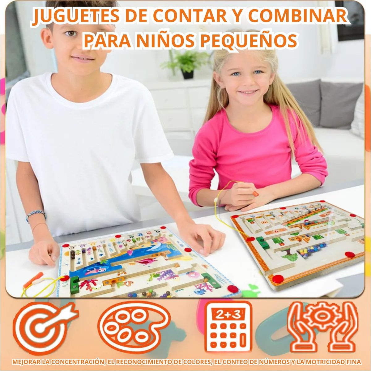 GENERICO - Juguete Educativo De Madera Laberinto Con Números Y Cuentas Madera