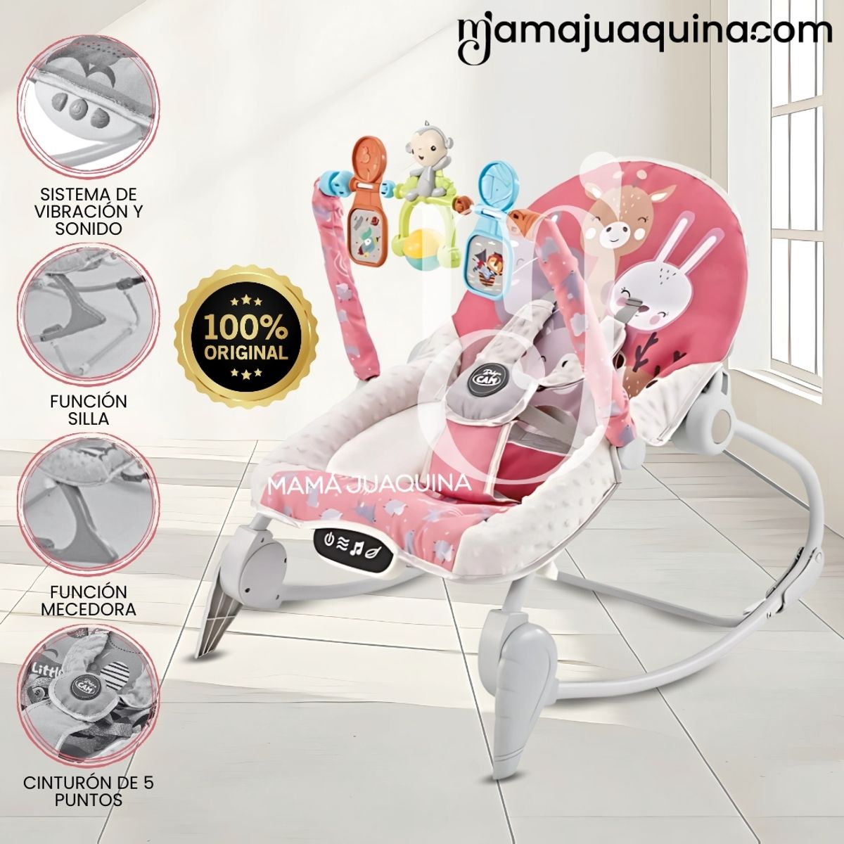 BABY - Silla Mecedora «NARAN» con Juguetes Didácticos Light Pink