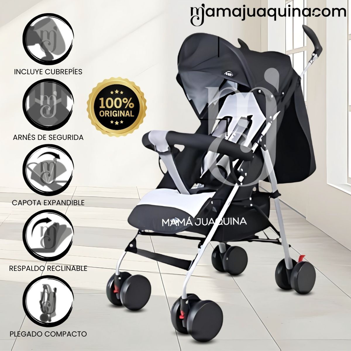 BABY - Coche Bastón de Lujo «CIANNO» Edicion Limitada Black