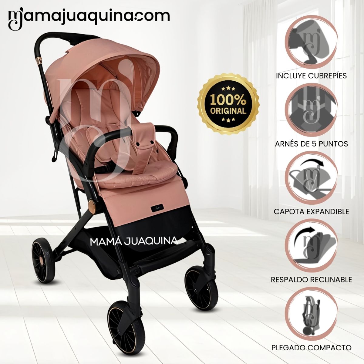 Baby - Coche Maleta de Lujo «LIGHTNING LUKE» Dark Pink