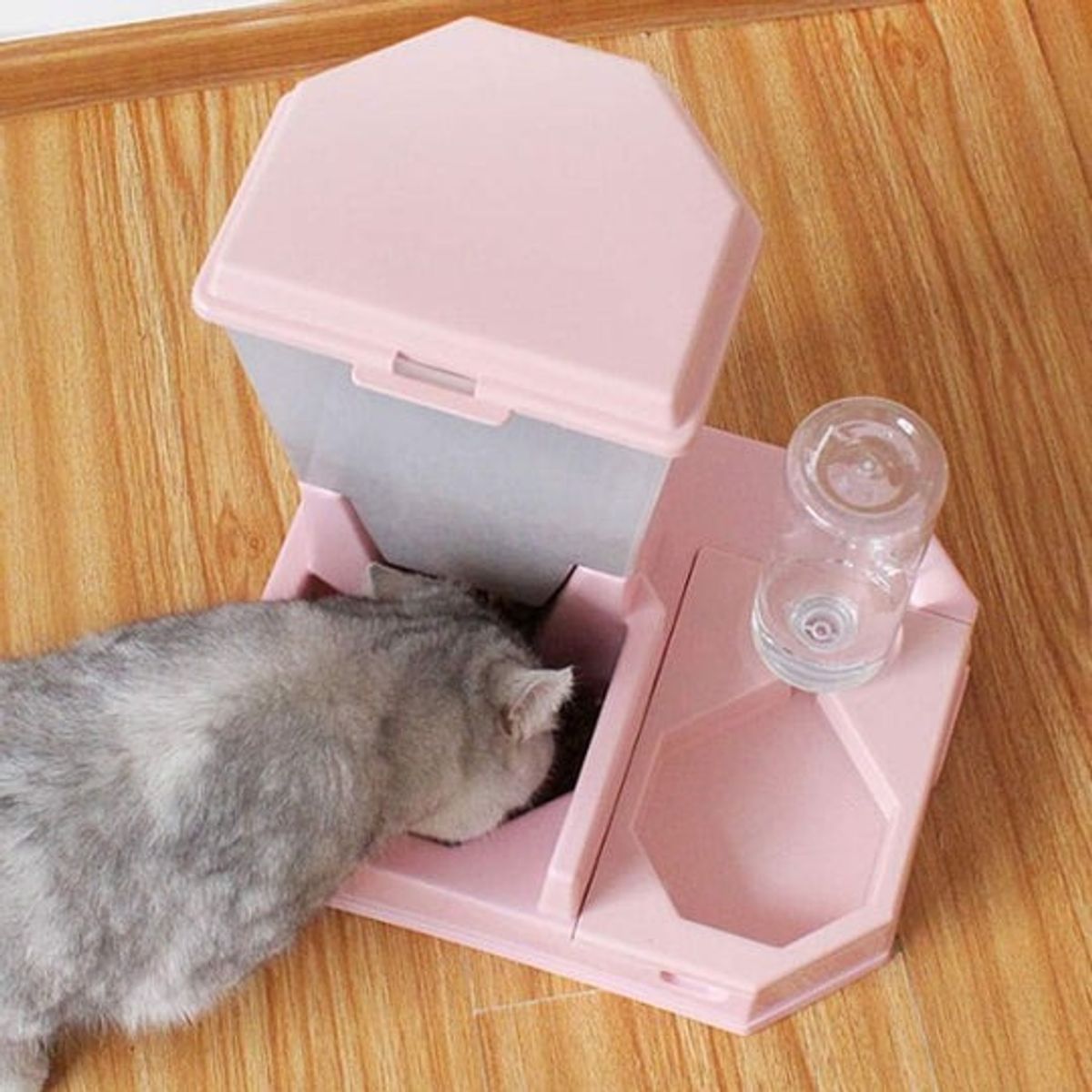 GENERICO - DISPENSADOR DE COMIDA Y AGUA PARA MASCOTAS L - ROSA