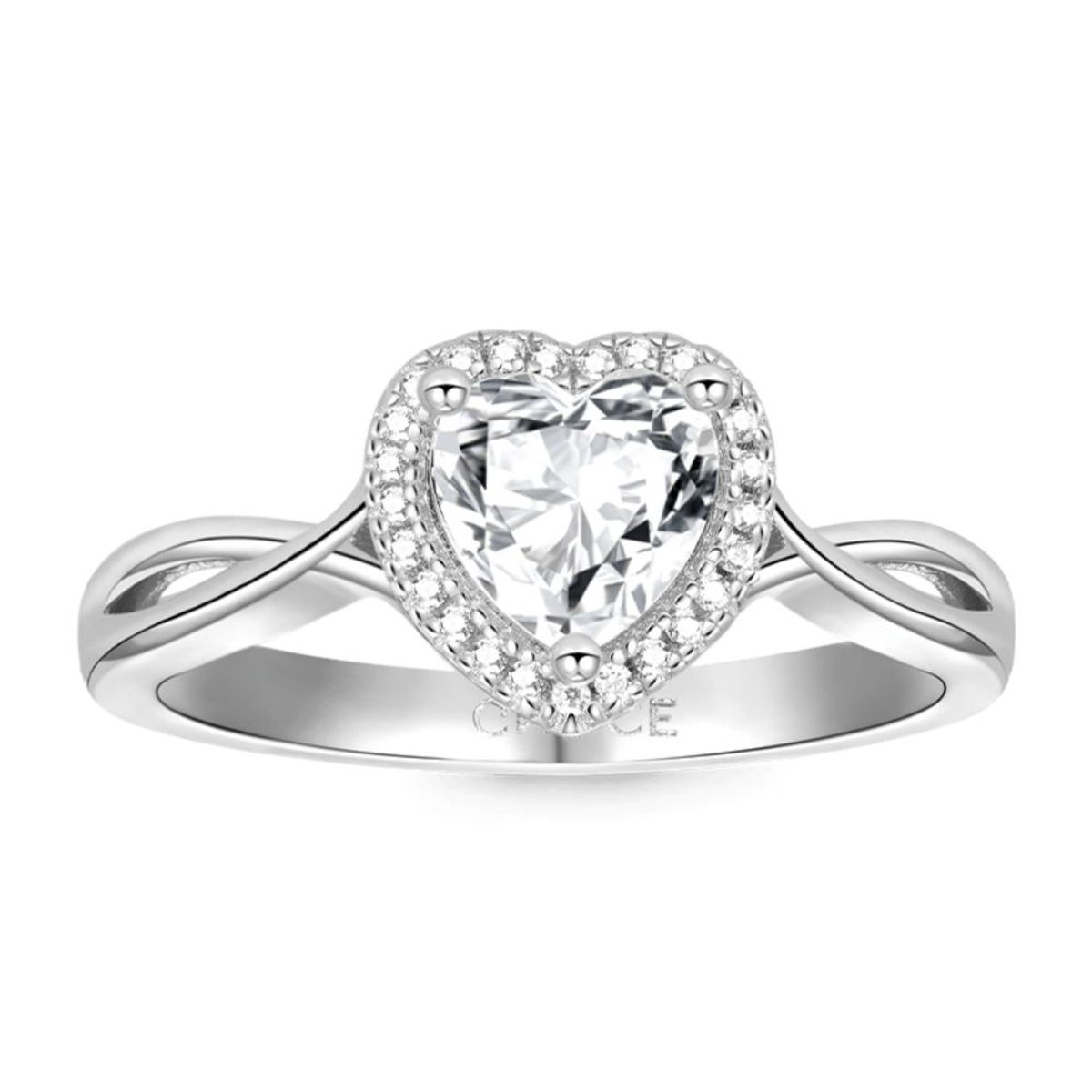 GENERICO - Anillo de Compromiso Gnoce Corazón Brillante Plata 925