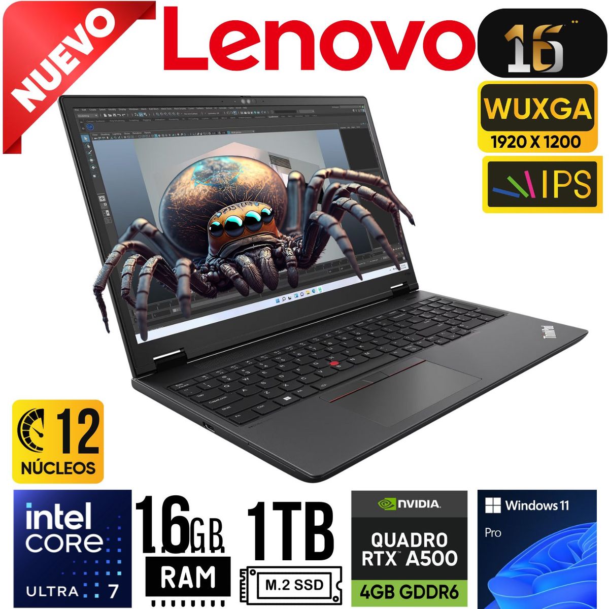 LENOVO - LAPTOP LENOVO THINKPAD P16V GEN 2 16" WUXGA  Ultra 7 155H, RAM 32GB ,SSD 1TB  RTX500 4GB W11 PRO
