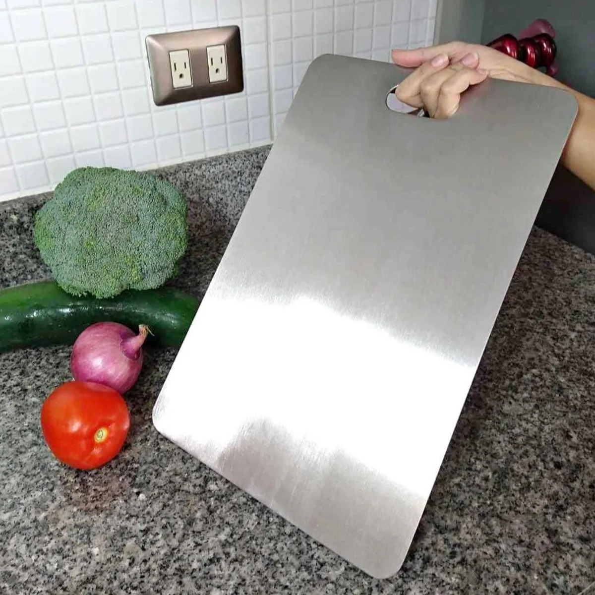 GENERICO - Tabla de picar en Acero inoxidable 30x20cm -REGALO