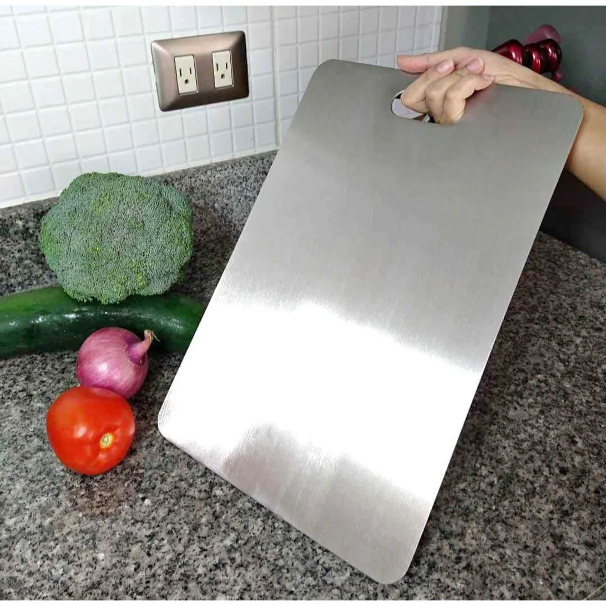 GENERICO - Tabla de picar en Acero inoxidable 30x20cm -REGALO