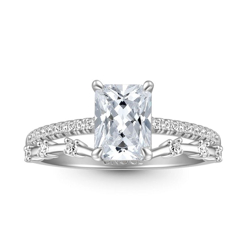 GENERICO - Anillo De Compromiso Con Corte Rectangular Elegante De Gnoce