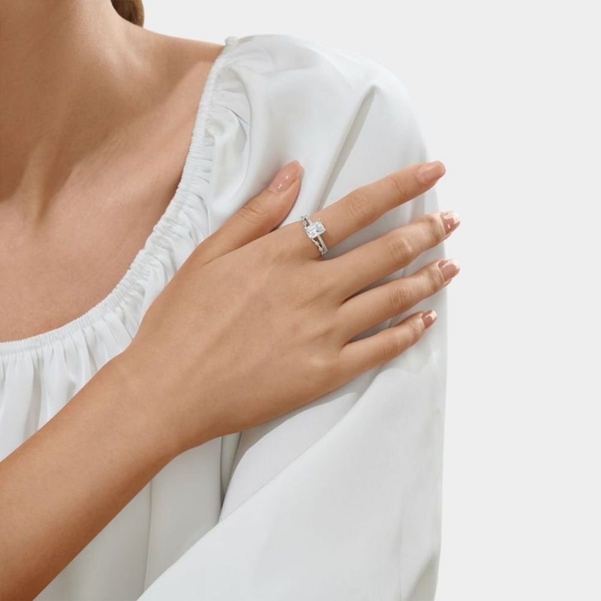 GENERICO - Anillo De Compromiso Con Corte Rectangular Elegante De Gnoce