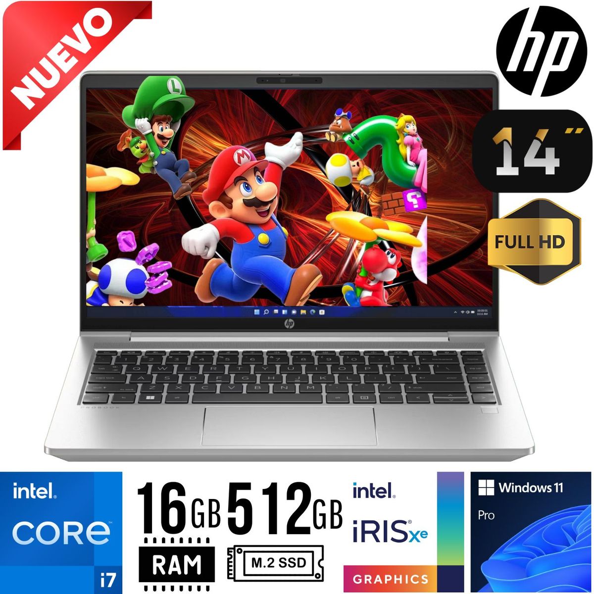 HP - LAPTOP HP 440 G11 core i7 1355U 14" FULL HD. RAM 16GB SSD 512GB W11 PRO