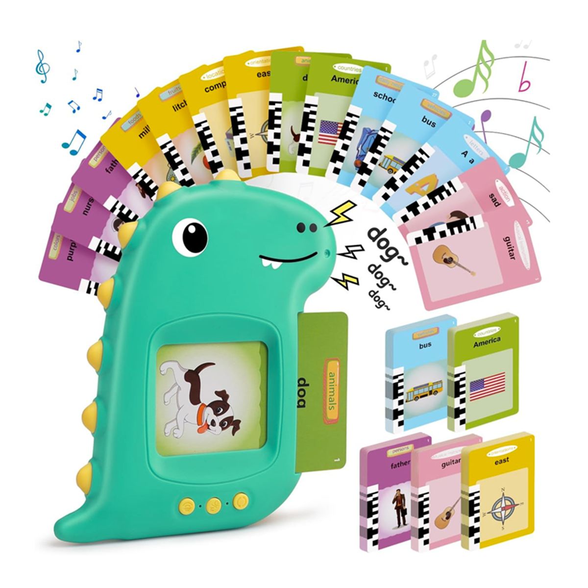 GENERICO - Lector de Tarjetas Ingles Español Flash Card Dino