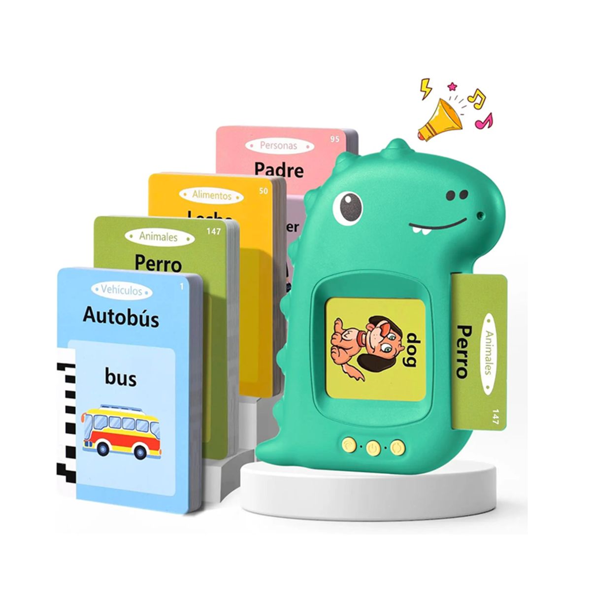 GENERICO - Lector de Tarjetas Ingles Español Flash Card Dino