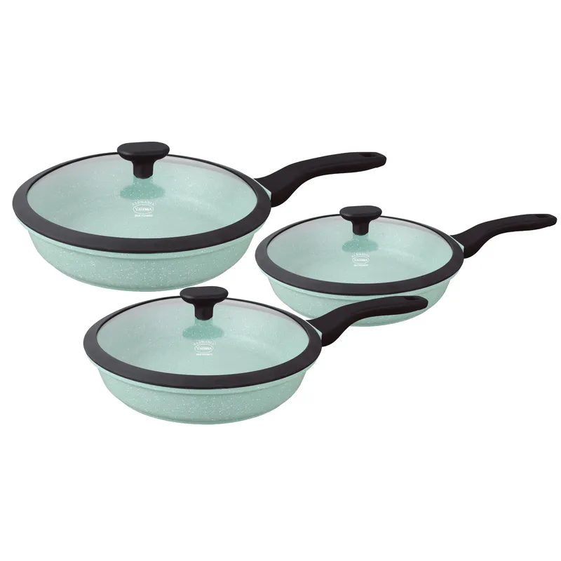 VALESKA - Juego de Sartenes de Roca Volcánica VL-FPSB6 Verde
