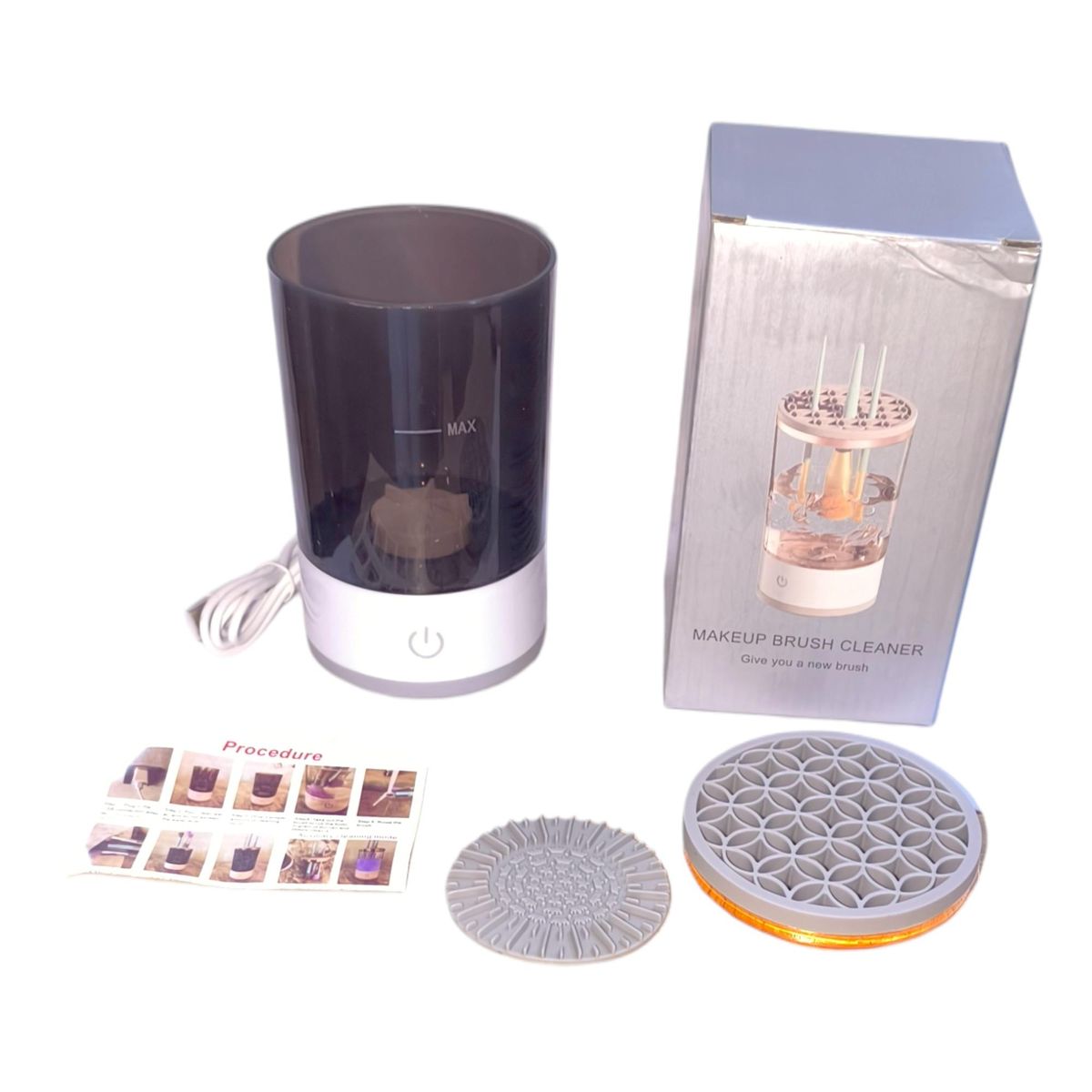 GENERICO - Limpiador de brochas de maquillaje electrico color oscuro