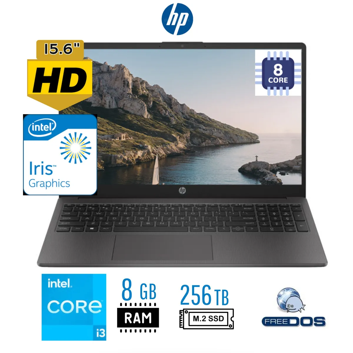 HP - Laptop HP 250 G10,INTEL CORE i3 , Ram 8GB, SSD 256GB, 15.6" HD, FreeDos