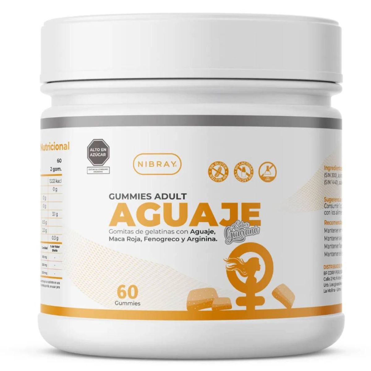 NIBRAY - Aguaje Maca Roja Fenogreco y Arginina Gummies Adult