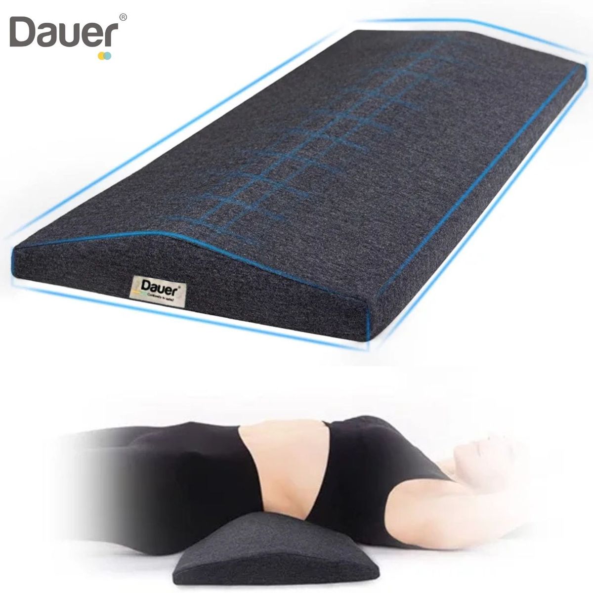 DAUER - Almohada de Soporte Lumbar Ortopedico Viscoelastico 60 cm